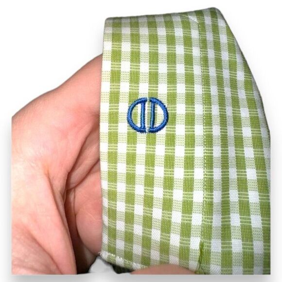 David Donahue Green Check Trim Fit Dress Shirt Size L 16.5 36 - Picture 7 of 12